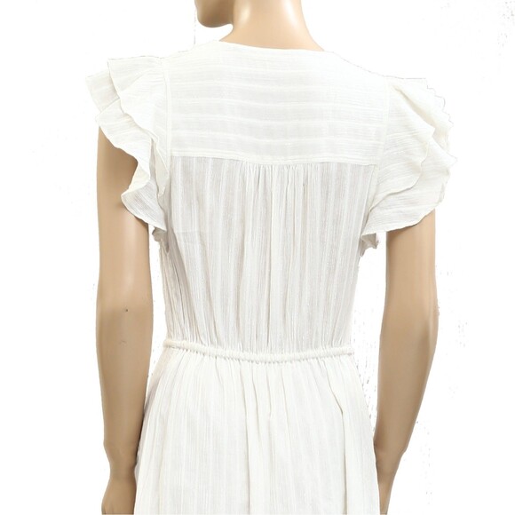 Veronica Beard Tinzia Lurex-Striped Midi Dress Ruffle Flutter Sleeve XS 281110 - Picture 6 of 7